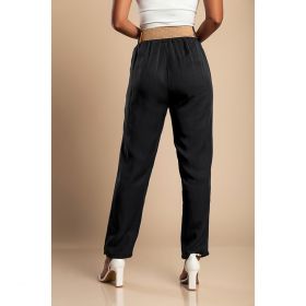 Pantaloni Lungi Cu Centura Decorativa, Negri