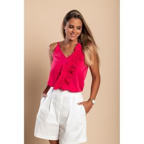 Tricou Cu Volane, Fucsia