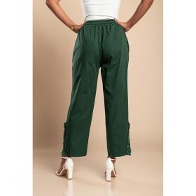 Pantaloni Eleganti Din Bumbac Cu Dantela, Verde Olive