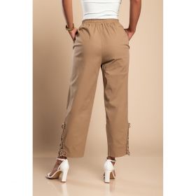 Pantaloni Eleganti Din Bumbac Cu Dantela, Kaki