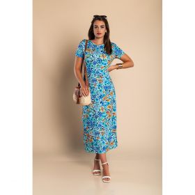 Rochie Maxi Cu Imprimeu Floral, Albastru Deschis