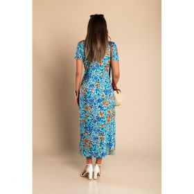 Rochie Maxi Cu Imprimeu Floral, Albastru Deschis