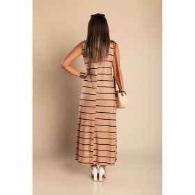 Rochie Maxi Cu Imprimeu Cu Dungi, Kaki