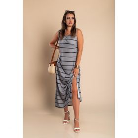 Rochie Maxi Cu Imprimeu Cu Dungi, Gri
