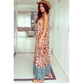 Rochie Maxi Cu Imprimeu, Portocaliu
