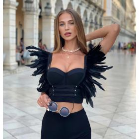 Sutien Cu Bretele Elastice Cu Pene, Art2139, Negru