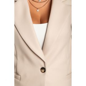 Palton Elegant Cu Un Nasture, Bej