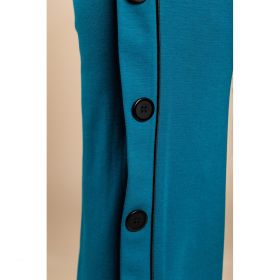 Pantaloni Eleganti Cu Nasturi, Albastru Petrol