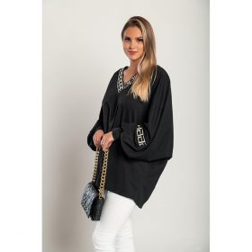 Top Lejer Cu Imprimeu Geometric, Negru