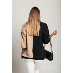 Top Lejer Cu Imprimeu Geometric, Negru/Bej