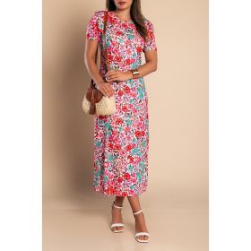 Rochie Maxi Cu Imprimeu Floral, Roz