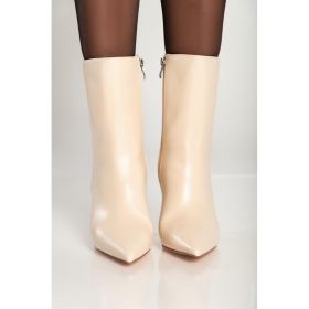 Botine Elegante Cu Toc, Bej