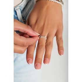 Inel Din Argint Cu Strasuri Decorative Fecioara, Culoare Argintie