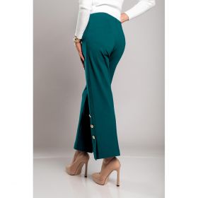 Pantaloni Eleganti Cu Nasturi, Albastru Petrol