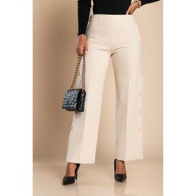 Pantaloni Eleganti Cu Nasturi, Crem