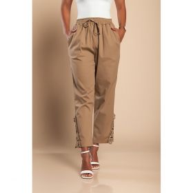 Pantaloni Eleganti Din Bumbac Cu Dantela, Kaki