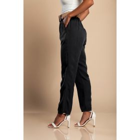 Pantaloni Lungi Cu Centura Decorativa, Negri