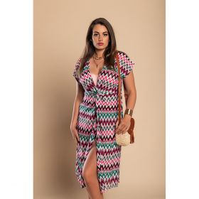 Rochie De Plaja Cu Imprimeu, Roz