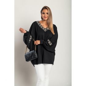 Top Lejer Cu Imprimeu Geometric, Negru