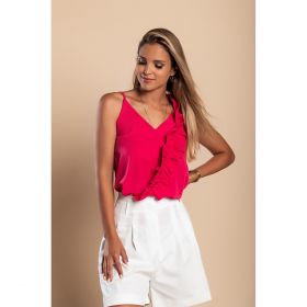 Tricou Cu Volane, Fucsia