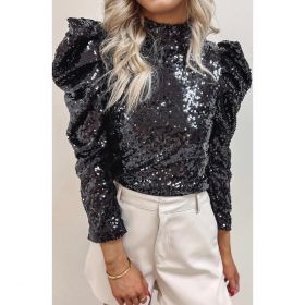 Top Elegant Cu Paiete, Negru