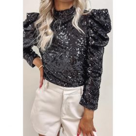 Top Elegant Cu Paiete, Negru