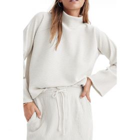 Top Elegant Cu Nervuri, Alb