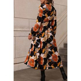 Rochie LungÄƒ Cu Imprimeu Floral, Portocaliu