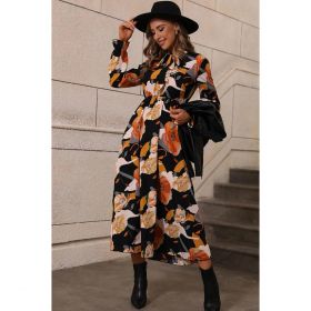 Rochie LungÄƒ Cu Imprimeu Floral, Portocaliu