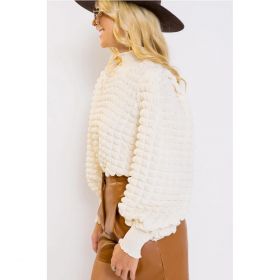 Pulover Cu Textura, Alb