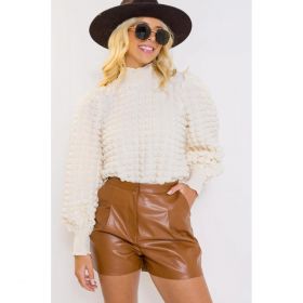 Pulover Cu Textura, Alb
