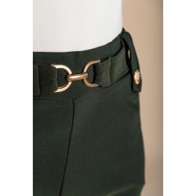 Pantaloni Eleganti Cu Detaliu Metalic, Verde Masliniu