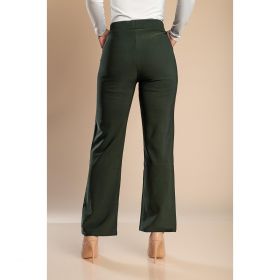 Pantaloni Eleganti Cu Detaliu Metalic, Verde Masliniu