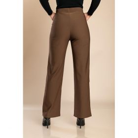 Pantaloni Eleganti Cu Detaliu Metalic, Maro