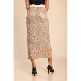Fusta Midi Cu Paiete, Culoare Aurie