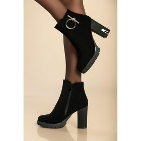 Botine Cu Toc Inalt, Negre
