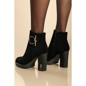 Botine Cu Toc Inalt, Negre