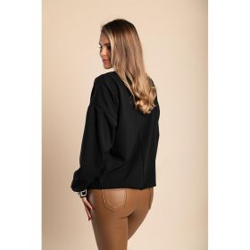 Top Lejer Cu Imprimeu Geometric, Negru