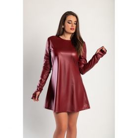 Rochie Mini Din Imitatie De Piele, Visiniu