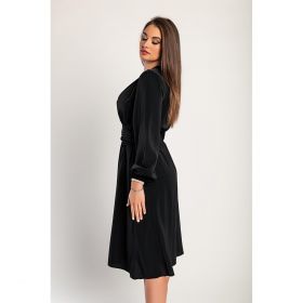 Rochie Midi Cu Talie ElasticÄƒ, NeagrÄƒ