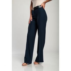 Pantaloni Lungi Eleganti Cu Picior Drept, Albastru Inchis