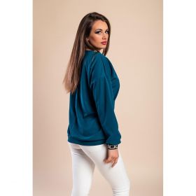 Top Lejer Cu Imprimeu Geometric, Albastru Petrol