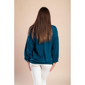 Top Lejer Cu Imprimeu Geometric, Albastru Petrol