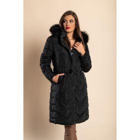 GeacÄƒ LungÄƒ De IarnÄƒ Cu GlugÄƒ Plus Size, NeagrÄƒ