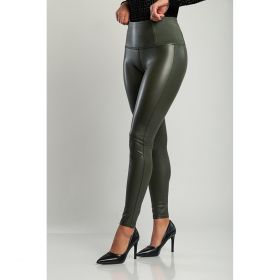 Leggings La ModÄƒ Din ImitaÈ›ie De Piele, Verde MÄƒsliniu
