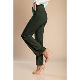 Pantaloni Eleganti Cu Detaliu Metalic, Verde Masliniu