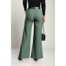 Pantaloni Lungi Eleganti Cu Centura Solarina, Masliniu