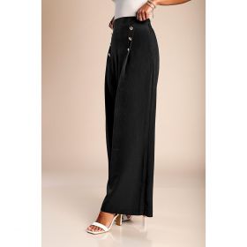 Pantaloni Lungi Eleganti Cu Nasturi, Negru