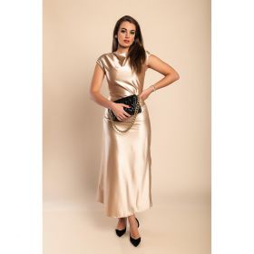 Rochie Dama Din Satin Artificial, Bej