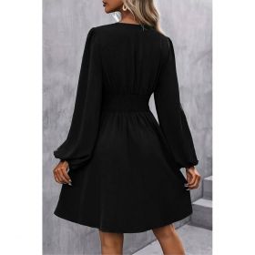 Rochie Midi Cu Talie ElasticÄƒ, NeagrÄƒ